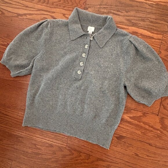 NWT A New Day Short Puff Sleeve Collared Sweater Size Large Cashmere Feel NEW - Picture 11 of 13